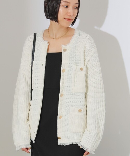 BEAMS GOLF ニットジャケット ホワイト B:MING by BEAMS（ビーミングバイビームス）の「B:MING by BEAMS