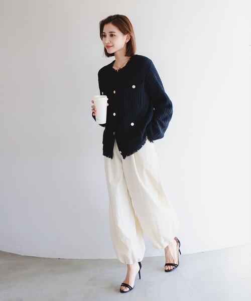 B:MING by BEAMS(ビーミングバイビームス)の「B:MING by BEAMS / ツイード ニット ジャケット(ノーカラージャケット・レディース・ホワイト系その他5/ブラック・SMALL/MEDIUM)」の17枚目の写真