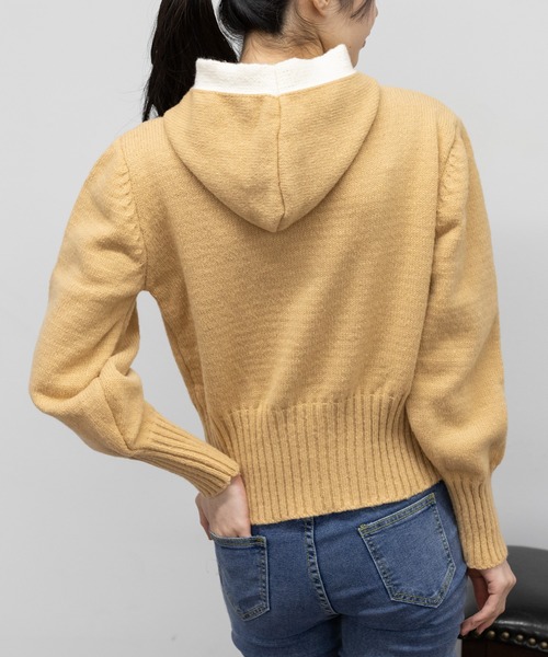 pumpkin port(パンプキンポート)の「バイカラー WZIP パーカー カーディガン(カーディガン/ボレロ・レディース・ベージュ/ブルー/ホワイト/ブラック・M)」の17枚目の写真