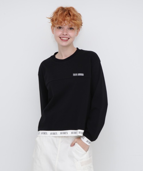 AVIREX（アヴィレックス）の「COLOR COMBI PRINT TOPS/カラーコンビ プリントトップス（Tシャツ/カットソー・レディース・ブラック/オフホワイト・FREE）」の3枚目の写真