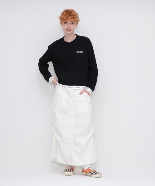 AVIREX（アヴィレックス）の「COLOR COMBI PRINT TOPS/カラーコンビ プリントトップス（Tシャツ/カットソー・レディース・ブラック/オフホワイト・FREE）」の4枚目の写真