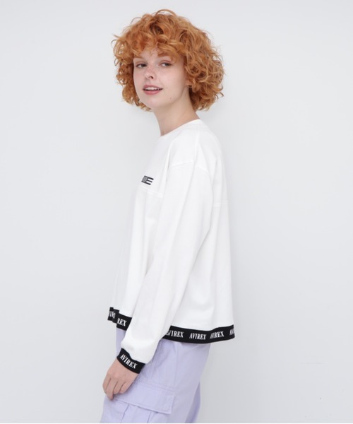 AVIREX（アヴィレックス）の「COLOR COMBI PRINT TOPS/カラーコンビ プリントトップス（Tシャツ/カットソー・レディース・ブラック/オフホワイト・FREE）」の7枚目の写真