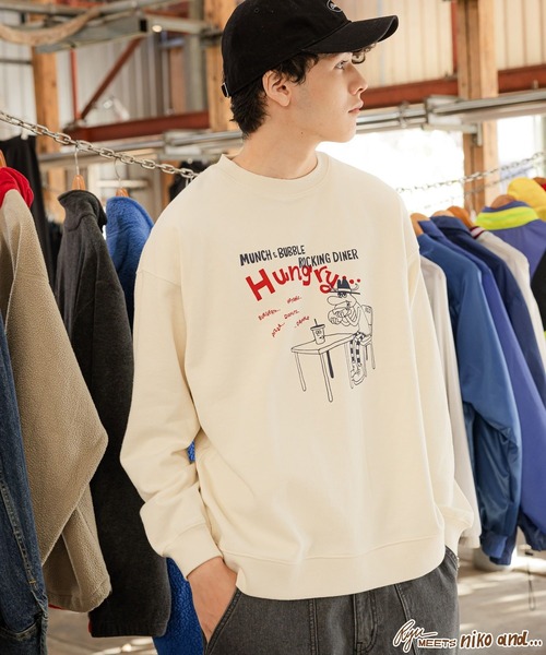 niko and...（ニコアンド）の「【Ryu Ambe】コラボプルオーバー（スウェット・メンズ・ライトグリーン/オフホワイト/チャコール・MEDIUM/LARGE）」の5枚目の写真