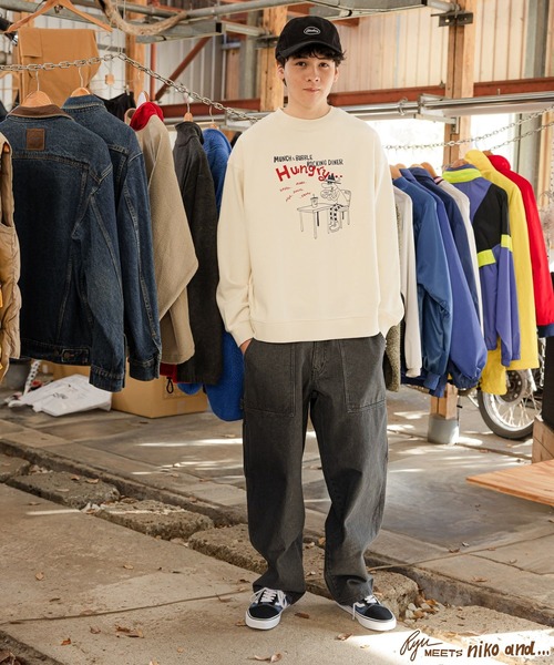 niko and...（ニコアンド）の「【Ryu Ambe】コラボプルオーバー（スウェット・メンズ・ライトグリーン/オフホワイト/チャコール・MEDIUM/LARGE）」の6枚目の写真