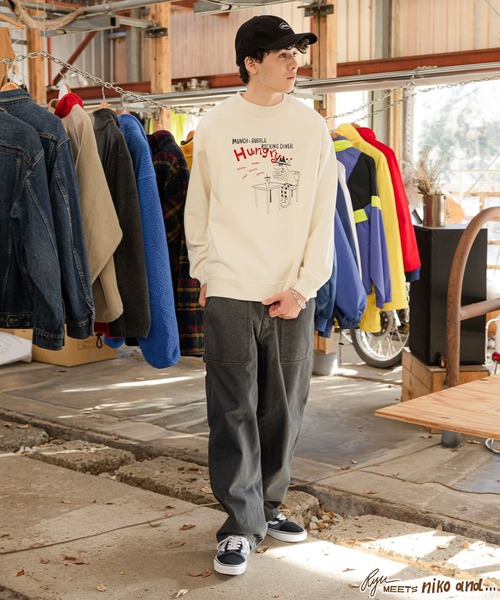 niko and...（ニコアンド）の「【Ryu Ambe】コラボプルオーバー（スウェット・メンズ・ライトグリーン/オフホワイト/チャコール・MEDIUM/LARGE）」の7枚目の写真