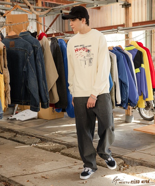 niko and...（ニコアンド）の「【Ryu Ambe】コラボプルオーバー（スウェット・メンズ・ライトグリーン/オフホワイト/チャコール・MEDIUM/LARGE）」の8枚目の写真