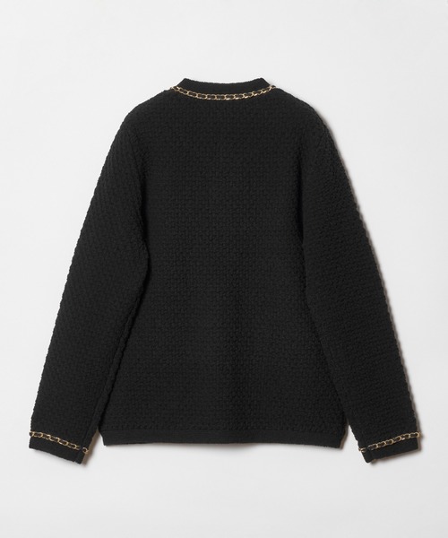 美品✨ルルウィルビー　チェーントリムクルーカーディガン　金ボタン　38 美品✨ルルウィルビー チェーントリムクルーカーディガン 金