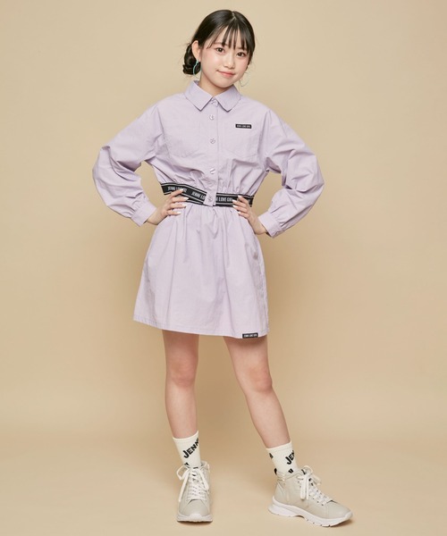 JENNI love（ジェニィラブ）の「【セットアップ対応】ジャガードロゴゴムショートシャツ（シャツ/ブラウス・キッズ・ラベンダー/ミント・130cm/140cm/150cm/160cm）」の4枚目の写真