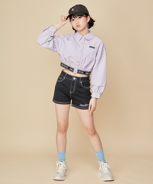 JENNI love（ジェニィラブ）の「【セットアップ対応】ジャガードロゴゴムショートシャツ（シャツ/ブラウス・キッズ・ラベンダー/ミント・130cm/140cm/150cm/160cm）」の7枚目の写真