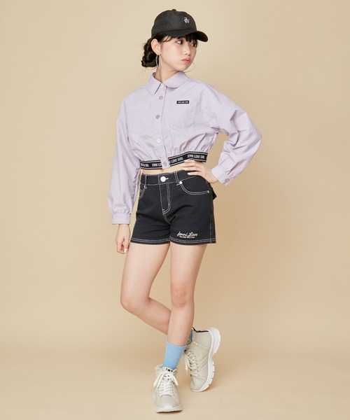 JENNI love（ジェニィラブ）の「【セットアップ対応】ジャガードロゴゴムショートシャツ（シャツ/ブラウス・キッズ・ラベンダー/ミント・130cm/140cm/150cm/160cm）」の8枚目の写真
