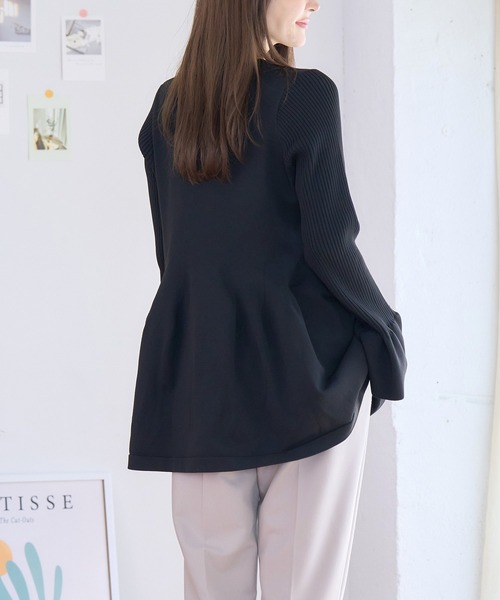 anown(アノン)の「ペプラムニットチュニック ニットチュニック リブニットトップス 長袖 ダンボールニット(チュニック・レディース・ブルー系/ブラック/アイボリー/グレー系・FREE)」の10枚目の写真