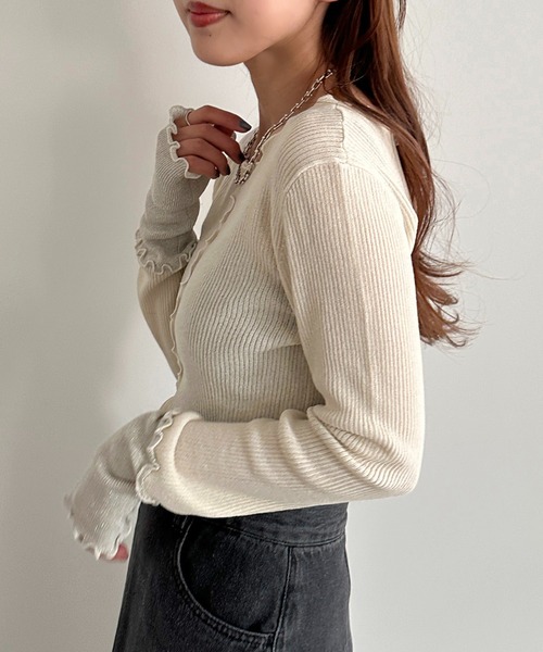 apres jour mignon（アプレジュールミニョン）の「2WAY袖ラメ切り替えニット【ZOZOTOWN限定アイテム】（ニット/セーター・レディース・ブラック/アイボリー/ネイビー/パープル・フリー/X-LARGE）」の8枚目の写真