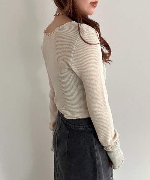 apres jour mignon（アプレジュールミニョン）の「2WAY袖ラメ切り替えニット【ZOZOTOWN限定アイテム】（ニット/セーター・レディース・ブラック/アイボリー/ネイビー/パープル・フリー/X-LARGE）」の9枚目の写真