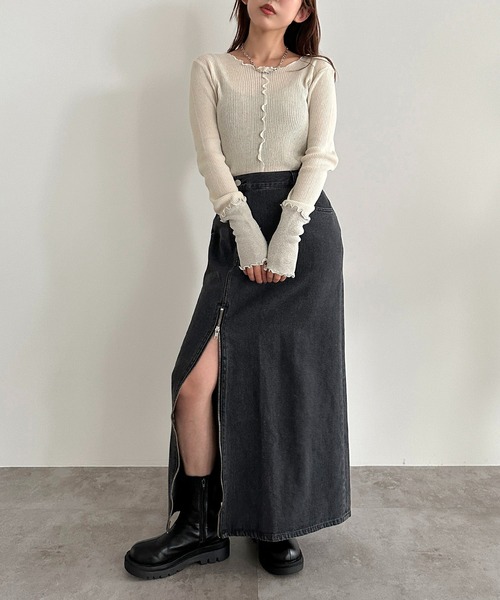 apres jour mignon（アプレジュールミニョン）の「2WAY袖ラメ切り替えニット【ZOZOTOWN限定アイテム】（ニット/セーター・レディース・ブラック/アイボリー/ネイビー/パープル・フリー/X-LARGE）」の10枚目の写真