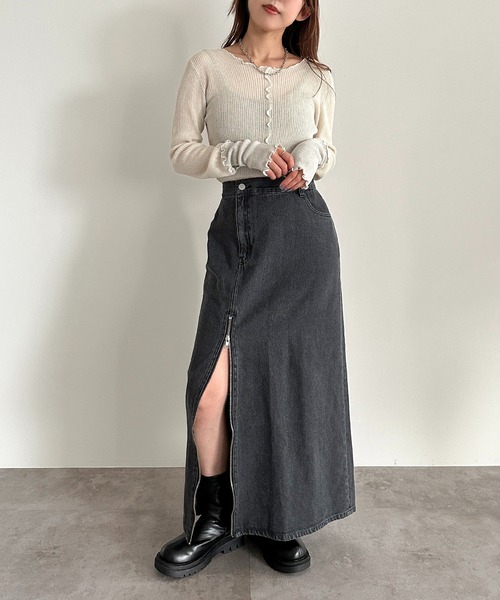 apres jour mignon（アプレジュールミニョン）の「2WAY袖ラメ切り替えニット【ZOZOTOWN限定アイテム】（ニット/セーター・レディース・ブラック/アイボリー/ネイビー/パープル・フリー/X-LARGE）」の11枚目の写真
