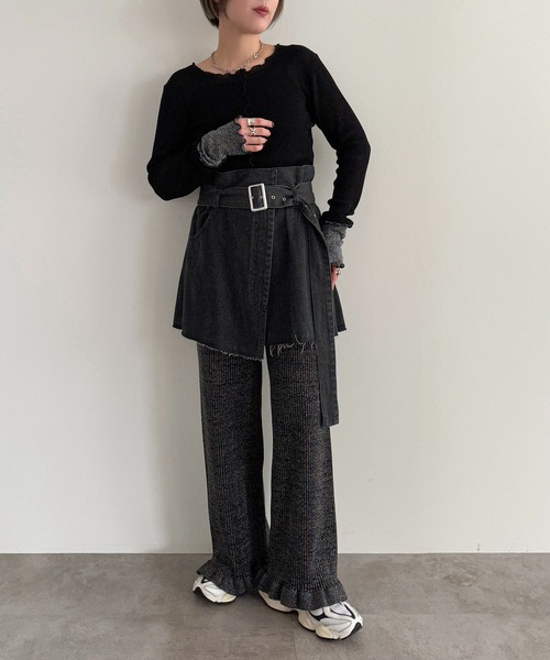 apres jour mignon（アプレジュールミニョン）の「2WAY袖ラメ切り替えニット【ZOZOTOWN限定アイテム】（ニット/セーター・レディース・ブラック/アイボリー/ネイビー/パープル・フリー/X-LARGE）」の18枚目の写真