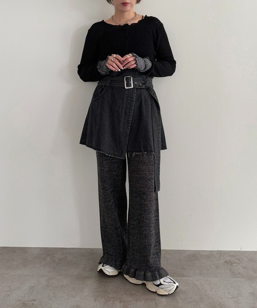 apres jour mignon（アプレジュールミニョン）の「2WAY袖ラメ切り替えニット【ZOZOTOWN限定アイテム】（ニット/セーター・レディース・ブラック/アイボリー/ネイビー/パープル・フリー/X-LARGE）」の19枚目の写真
