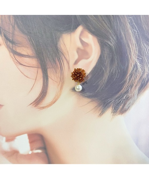 tone(トーン)の「【Hi-na】シルバーつぶビーズ×コットンパール ピアス(MA)(ピアス(両耳用)・レディース・シルバー/ブラウン・FREE)」の9枚目の写真