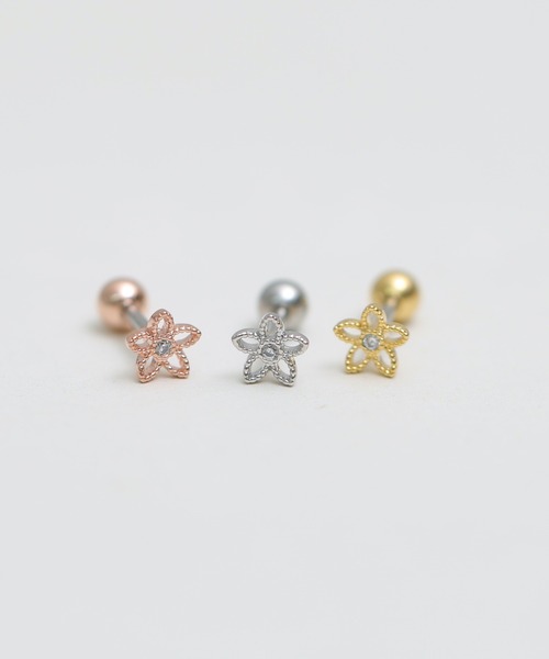 Peony(ピオニー)の「【Peony/ピオニー】/サージカルステンレス316L ビジューフラワースタッドピアス(ピアス(片耳用)・レディース・ゴールド/ピンクゴールド/シルバー・FREE)」の8枚目の写真