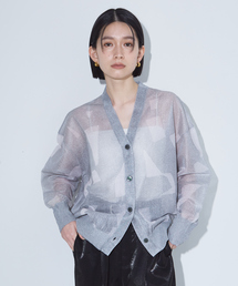 ジオメトリック柄 シアー カーディガン