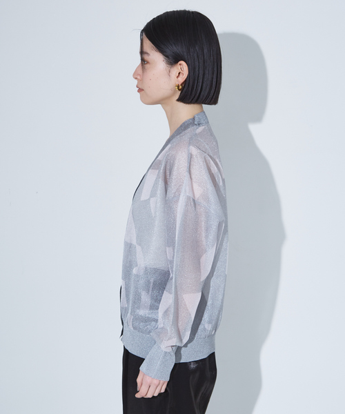 NOMINE（ノミネ）の「ジオメトリック柄 シアー カーディガン（カーディガン/ボレロ・レディース・ライトグレー/ブラウン/ブラック・フリー）」の6枚目の写真