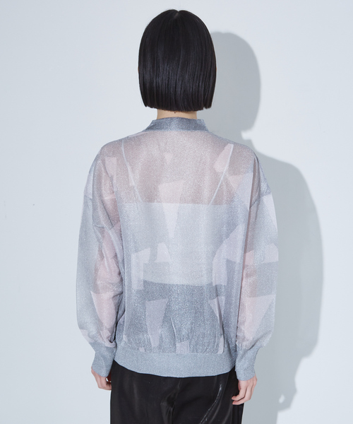 NOMINE（ノミネ）の「ジオメトリック柄 シアー カーディガン（カーディガン/ボレロ・レディース・ライトグレー/ブラウン/ブラック・フリー）」の7枚目の写真