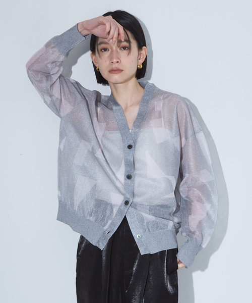 NOMINE（ノミネ）の「ジオメトリック柄 シアー カーディガン（カーディガン/ボレロ・レディース・ライトグレー/ブラウン/ブラック・フリー）」の17枚目の写真