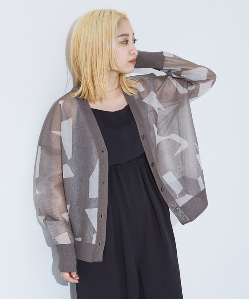 NOMINE（ノミネ）の「ジオメトリック柄 シアー カーディガン（カーディガン/ボレロ・レディース・ライトグレー/ブラウン/ブラック・フリー）」の21枚目の写真