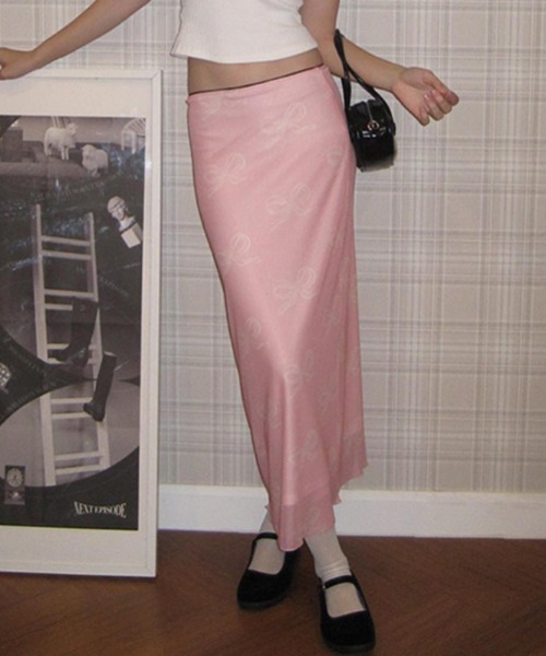 LAC-VERT(ラック・ヴェール)の「メッシュ重ねリボンタイトスカート(スカート・レディース・ピンク/ブラック・LARGE/MEDIUM)」の2枚目の写真