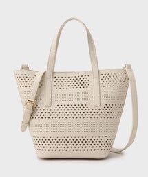 INDIVI | 【合皮／A4収納可能】幾何柄カットワーク トートバッグ(トートバッグ)