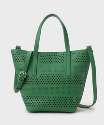 INDIVI | 【合皮／A4収納可能】幾何柄カットワーク トートバッグ(トートバッグ)