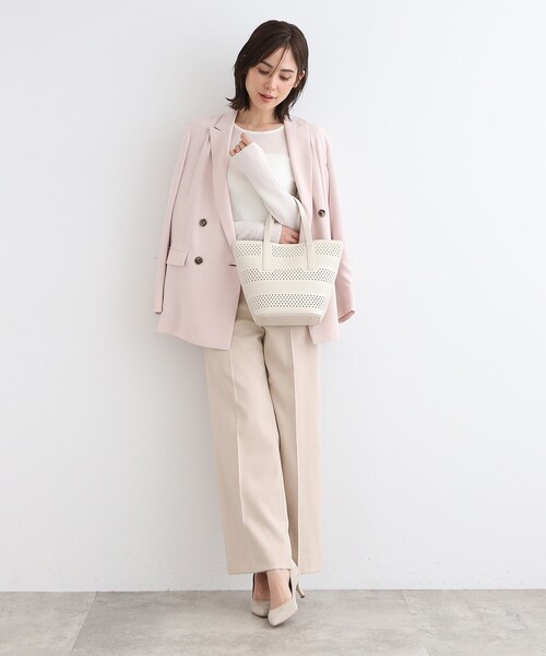 INDIVI（インディヴィ）の「◆【合皮／A4収納可能】幾何柄カットワーク トートバッグ（トートバッグ・レディース・オフホワイト/グリーン・00）」の7枚目の写真