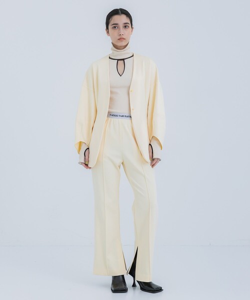 THINGS THAT MATTER（シングス ザット マター）の「【THINGS THAT MATTER/(シングス ザット マター)】SCUBA JERSEY COLLARLESS JACKET/スキューバジャージージャケット（テーラードジャケット・レディース・アイボリー/ブラック・FREE）」の20枚目の写真