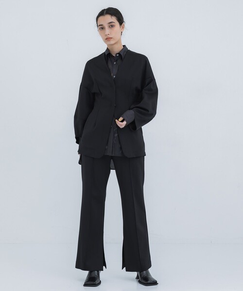 THINGS THAT MATTER（シングス ザット マター）の「【THINGS THAT MATTER/(シングス ザット マター)】SCUBA JERSEY COLLARLESS JACKET/スキューバジャージージャケット（テーラードジャケット・レディース・アイボリー/ブラック・FREE）」の18枚目の写真