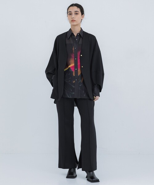 THINGS THAT MATTER（シングス ザット マター）の「【THINGS THAT MATTER/(シングス ザット マター)】SCUBA JERSEY COLLARLESS JACKET/スキューバジャージージャケット（テーラードジャケット・レディース・アイボリー/ブラック・FREE）」の7枚目の写真