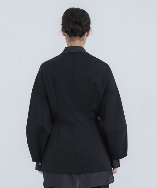 THINGS THAT MATTER（シングス ザット マター）の「【THINGS THAT MATTER/(シングス ザット マター)】SCUBA JERSEY COLLARLESS JACKET/スキューバジャージージャケット（テーラードジャケット・レディース・アイボリー/ブラック・FREE）」の10枚目の写真