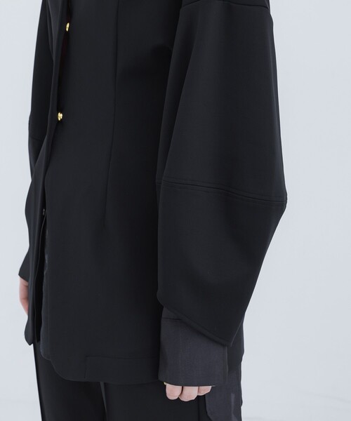 THINGS THAT MATTER（シングス ザット マター）の「【THINGS THAT MATTER/(シングス ザット マター)】SCUBA JERSEY COLLARLESS JACKET/スキューバジャージージャケット（テーラードジャケット・レディース・アイボリー/ブラック・FREE）」の3枚目の写真