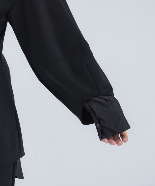 THINGS THAT MATTER（シングス ザット マター）の「【THINGS THAT MATTER/(シングス ザット マター)】SCUBA JERSEY COLLARLESS JACKET/スキューバジャージージャケット（テーラードジャケット・レディース・アイボリー/ブラック・FREE）」の4枚目の写真