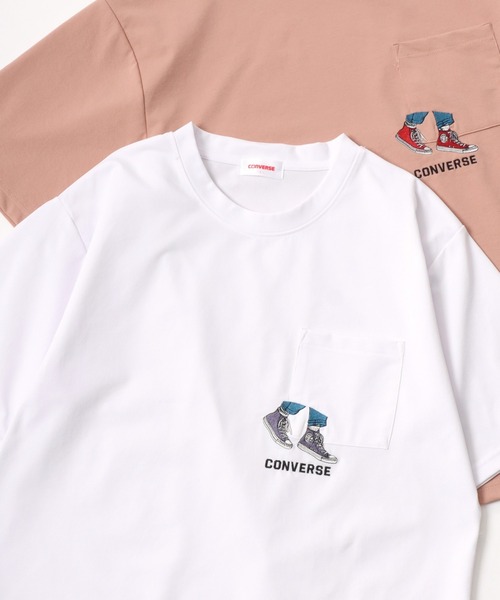 CONVERSE（コンバース）の「CONVERSE/コンバース 接触冷感/UVカット/吸水速乾 アムンゼン ロゴ オールスター ワンポイント刺繍/バックプリント 半袖Tシャツ/レディース メンズ（Tシャツ/カットソー・レディース・ホワイト/ホワイト系その他/ブルー系その他/ベージュ/ブルーグレー/ブルー系その他2/オレンジ系その他/ホワイト系その他2/ブラック/ライトグレー/ホワイト系その他3/ホワイト系その他4/ブルー系その他3/ブラック系その他/グレー系その他/ピンク/ブラック系その他3/ブラック系その他5/ホワイト系その他5/ホワイト系その他6/ブラック系その他2/ブラック系その他4・M/L/LL）」の3枚目の写真