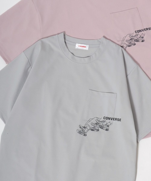 CONVERSE（コンバース）の「CONVERSE/コンバース 接触冷感/UVカット/吸水速乾 アムンゼン ロゴ オールスター ワンポイント刺繍/バックプリント 半袖Tシャツ/レディース メンズ（Tシャツ/カットソー・レディース・ホワイト/ホワイト系その他/ブルー系その他/ベージュ/ブルーグレー/ブルー系その他2/オレンジ系その他/ホワイト系その他2/ブラック/ライトグレー/ホワイト系その他3/ホワイト系その他4/ブルー系その他3/ブラック系その他/グレー系その他/ピンク/ブラック系その他3/ブラック系その他5/ホワイト系その他5/ホワイト系その他6/ブラック系その他2/ブラック系その他4・M/L/LL）」の16枚目の写真