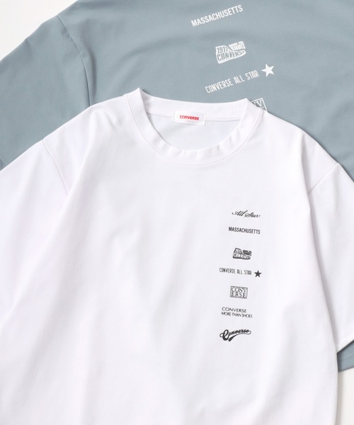 CONVERSE（コンバース）の「CONVERSE/コンバース 接触冷感/UVカット/吸水速乾 アムンゼン ロゴ オールスター ワンポイント刺繍/バックプリント 半袖Tシャツ/レディース メンズ（Tシャツ/カットソー・レディース・ホワイト/ホワイト系その他/ブルー系その他/ベージュ/ブルーグレー/ブルー系その他2/オレンジ系その他/ホワイト系その他2/ブラック/ライトグレー/ホワイト系その他3/ホワイト系その他4/ブルー系その他3/ブラック系その他/グレー系その他/ピンク/ブラック系その他3/ブラック系その他5/ホワイト系その他5/ホワイト系その他6/ブラック系その他2/ブラック系その他4・M/L/LL）」の4枚目の写真
