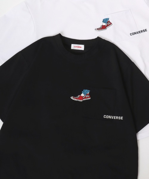 CONVERSE（コンバース）の「CONVERSE/コンバース 接触冷感/UVカット/吸水速乾 アムンゼン ロゴ オールスター ワンポイント刺繍/バックプリント 半袖Tシャツ/レディース メンズ（Tシャツ/カットソー・レディース・ホワイト/ホワイト系その他/ブルー系その他/ベージュ/ブルーグレー/ブルー系その他2/オレンジ系その他/ホワイト系その他2/ブラック/ライトグレー/ホワイト系その他3/ホワイト系その他4/ブルー系その他3/ブラック系その他/グレー系その他/ピンク/ブラック系その他3/ブラック系その他5/ホワイト系その他5/ホワイト系その他6/ブラック系その他2/ブラック系その他4・M/L/LL）」の11枚目の写真