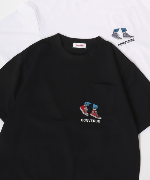 tシャツ 「接触冷感」「吸水速乾」フロントロゴラメコンビプルオーバー レディース コンバース 接触冷感 半袖Tシャツ レディース メンズ ユニ