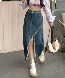 フリンジスリットデニムスカート