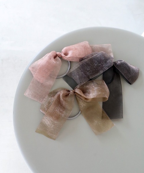 VATSURICA（バツリカ）の「【全色再入荷】〈VATSURICA〉オーガンジー ダブル リボン ヘアゴム（ヘアゴム・レディース・ピンク/ブラック/カーキ・FREE）」の8枚目の写真