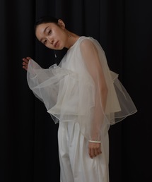 I_am（アイアム）の「volume tulle gather blouse / ボリューム
