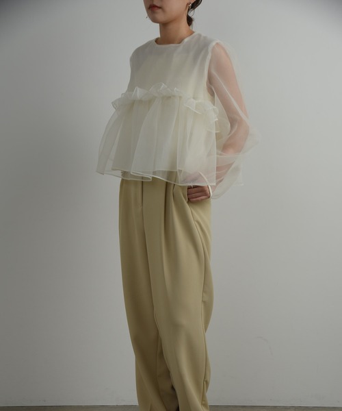 トップス i_am volume tulle blouse I_am（アイアム）の「volume tulle gather blouse / ボリューム