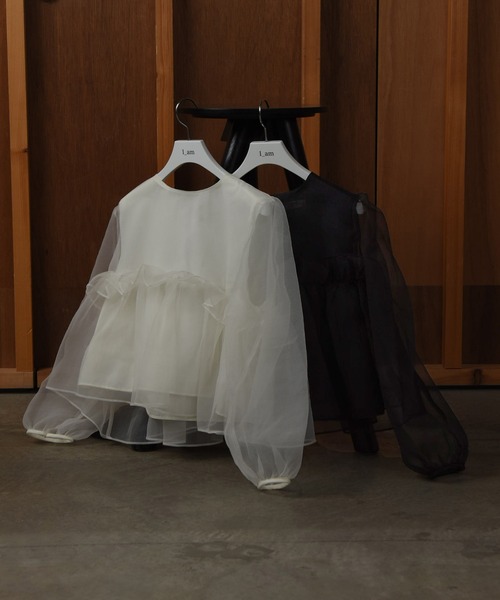 I_am（アイアム）の「volume tulle gather blouse / ボリューム