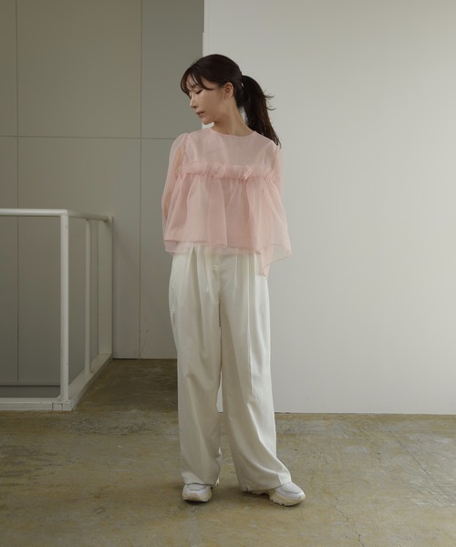 I_am（アイアム）の「volume tulle gather blouse / ボリュームチュールギャザーブラウス（シャツ/ブラウス・レディース・ホワイト/ブラック/ピンク・FREE）」の8枚目の写真