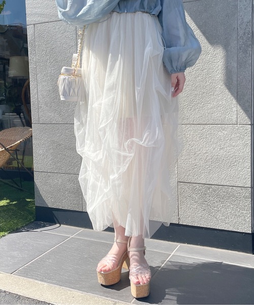 one way（ワンウェイ）の「ボリュームチュールスカート（スカート・レディース・ホワイト/アイボリー/ブラック・FREE）」の7枚目の写真